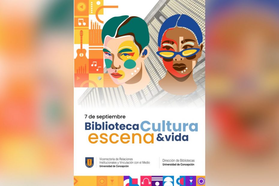 Afiche que invita a participar de jornada de cierre de proyecto de Vinculación con el Medio de Bibliotecas UdeC en edificio Central