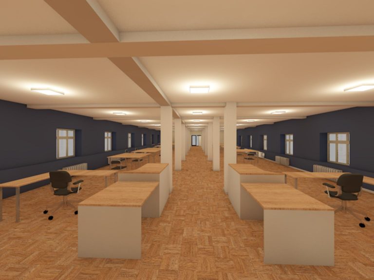 Representación gráfica de propuesta de ampliación para segundo piso de Biblioteca Campus Chillán