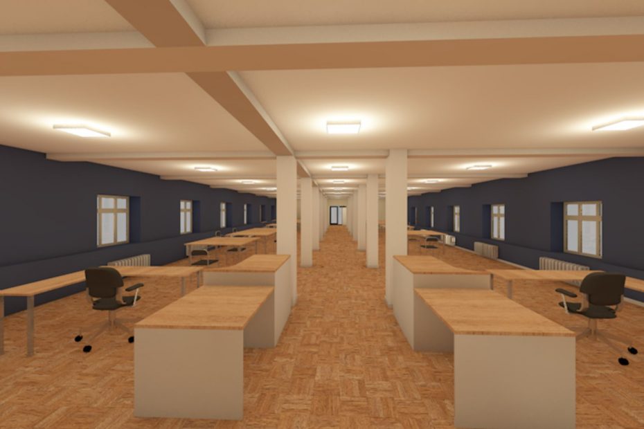 Representación gráfica de propuesta de ampliación para segundo piso de Biblioteca Campus Chillán