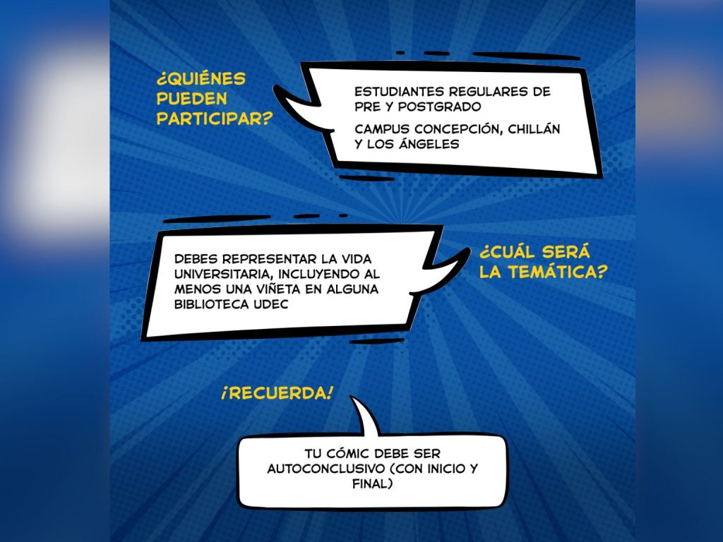 Un afiche especifica las normas del cuarto Concurso de Comic de Bibliotecas UdeC