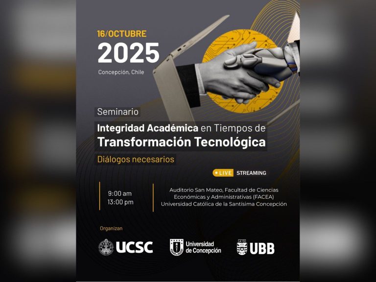 Afiche que muestra fecha y hora de seminario sobre integridad académica