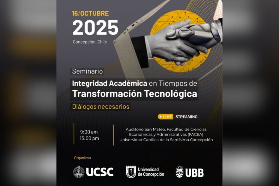 Afiche que muestra fecha y hora de seminario sobre integridad académica