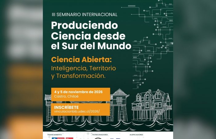 Afiche que muestra fecha y hora de seminario sobre ciencia abierta